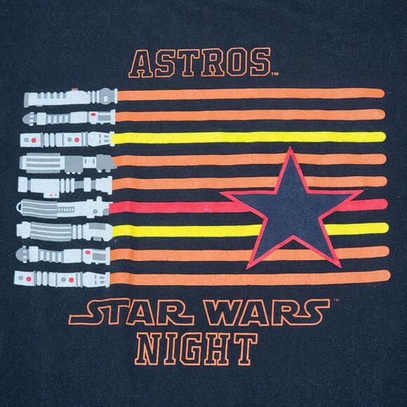 Houston Astros Star Wars Night Black Unisex Tee (Gildan) - Size Medium - Picture 2 of 4